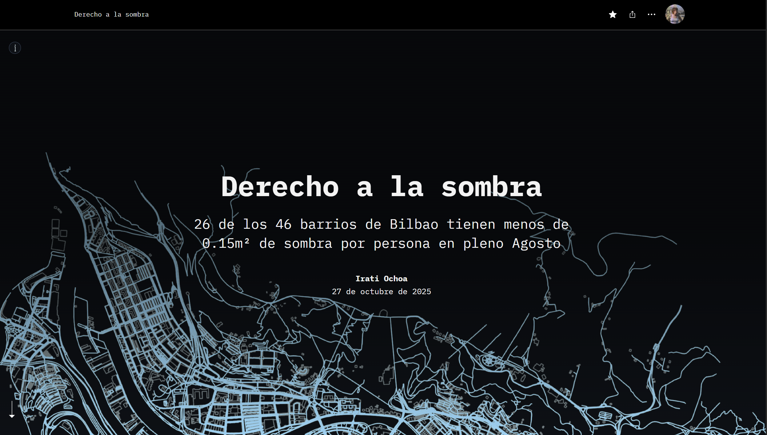 Captura del proyecto 'Derecho a la sombra' en ArcGIS StoryMaps